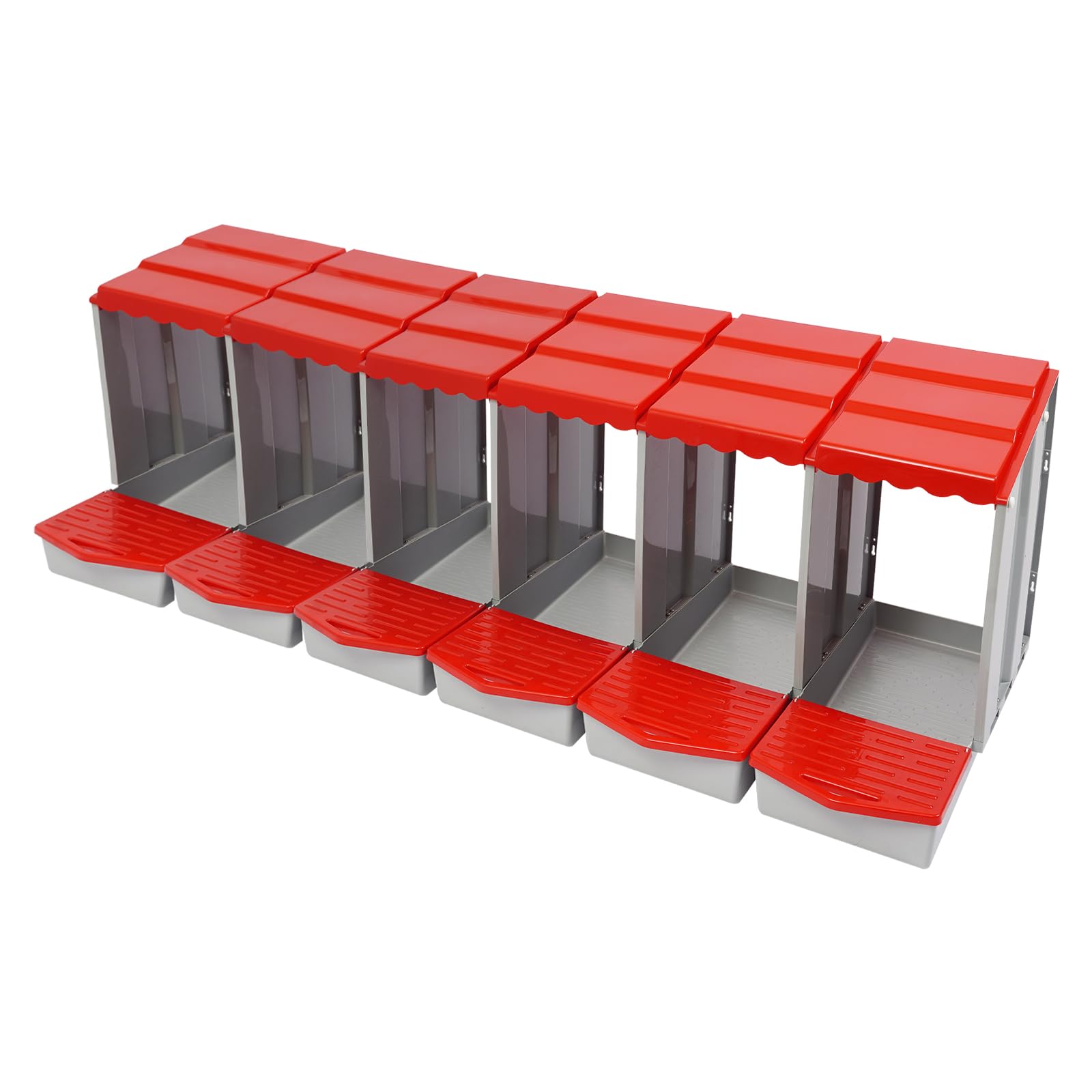 Nido de pollo con 6 cámaras, nido de plástico para montaje en pared, nido de aves de corral para huevos puestos, fácil limpieza (rojo)