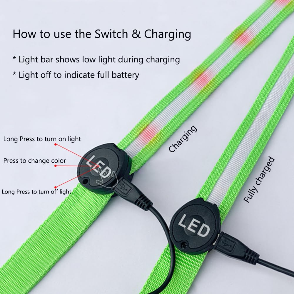 Sangle de poitrine lumineuse pour cheval - 7 couleurs LED réglables - Accessoires de fixation (sangle noire, rechargeable par USB)