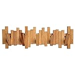 edihome, Coat Rack, Coat Hooks Wall Mounted, 100% Natural Wood, Decorative, Innovative, Wooden, Heavy Duty, Stylish, Fixings Included, 5 Hooks Design, Clothes, Hat (Light Brown)