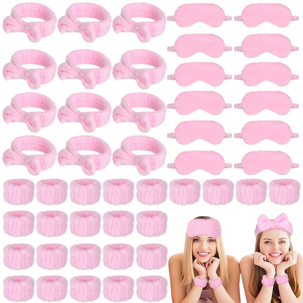 Bulk Spa Kit 48 Pezzi Set di Fasce Braccialetti E Maschere Occhi Perfetto Per Eventi Donne