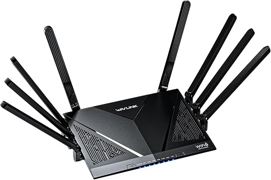WAVLINK AX6000 WiFi 6 Mesh Router with 2.5G Port, 6.0 Gbps Gigabit Wireless Internet Router, Coverage 1,700 sq.ft., 8 High Gain Antennas, OpenVPN, WPA3, Parental Control, QoS