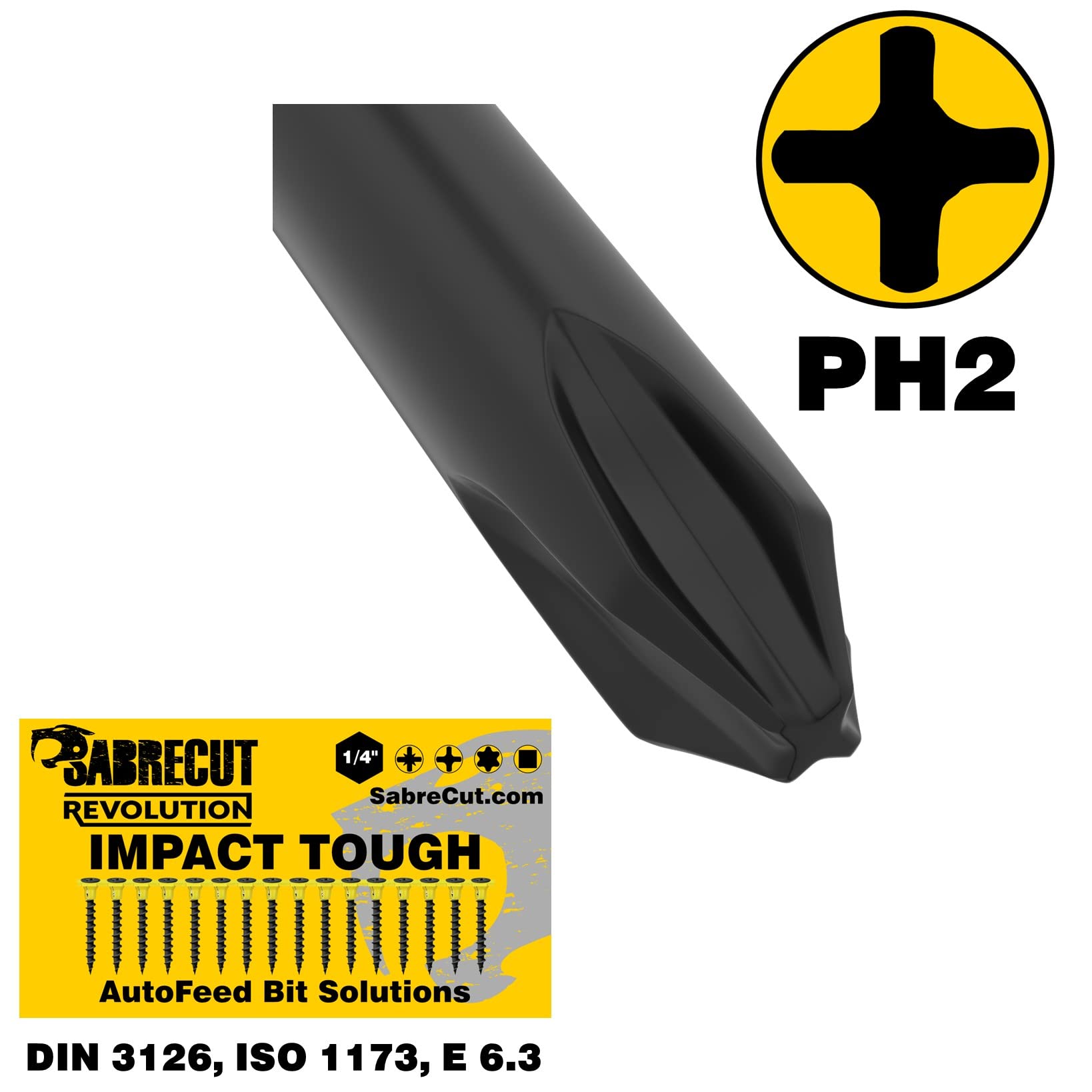 SabreCut 10pcs SC116PH2_10 116mm PH2 Bity autofeed płyty g-k | Kompatybilne z Hilti SMD 57 SMD57 116/4 1/2, Phillips No.2 jednostronny, kuta końcówka poprawia odporność udarową
