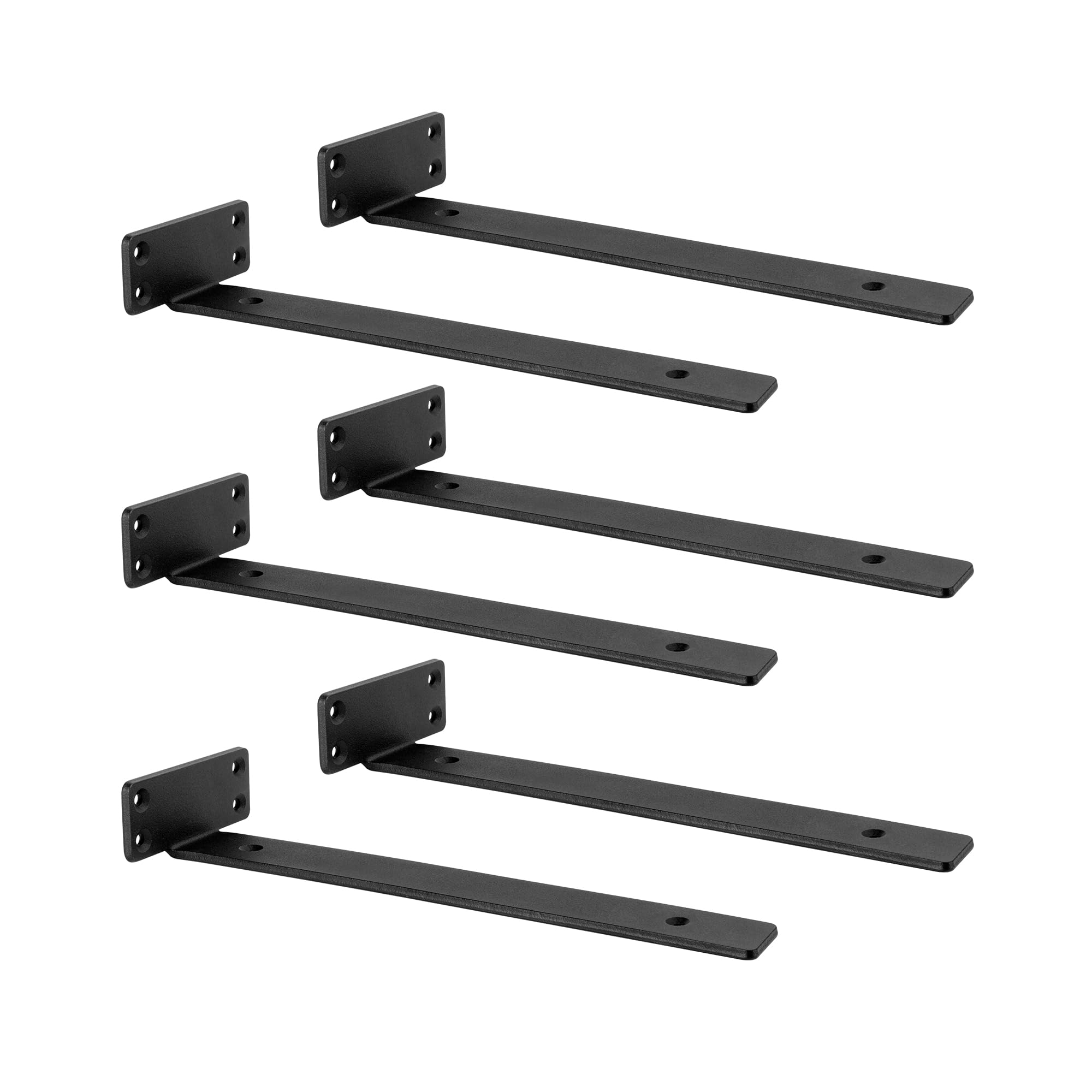 ICOOL 6 Pack 12 Inch Hidden Shelf Bracket, Heavy Duty Floating Wall Mounted Brackets, Rustic Industrial Metal L Shape Bracket for Home Garage