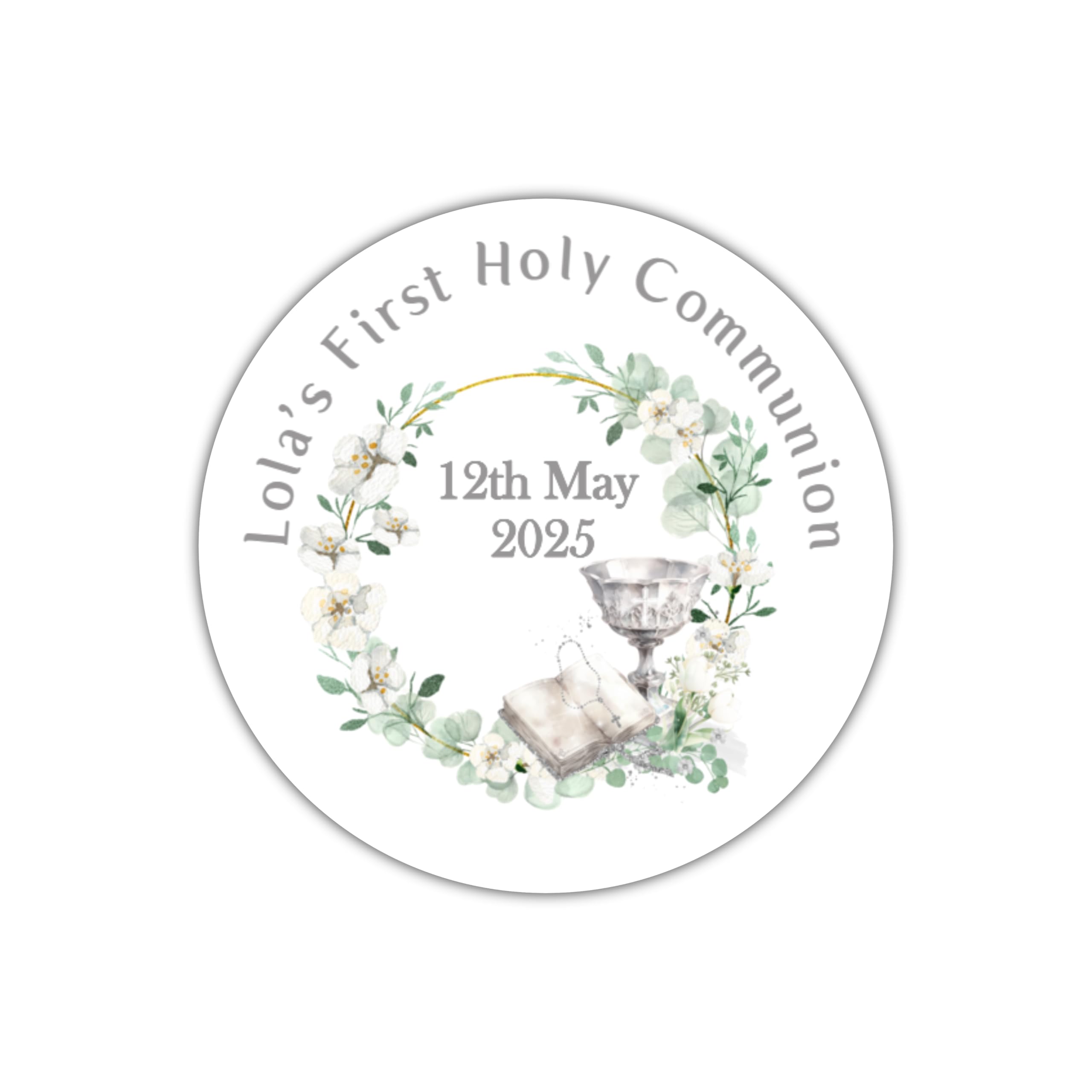 Five Star Party Supplies White Personalised First Holy Communion Stickers, Confirmations Stickers, Communion Party Favour, Silver Chalice Design, Confirmation Party Bags, Communion 1St Holy Communion Party Bag