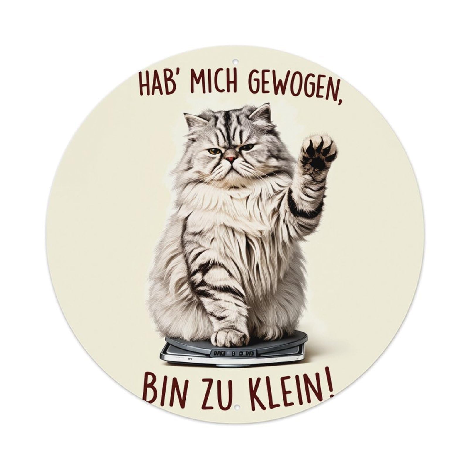 Cat On Scale With Text Round Tin Sign Vintage Metal Sign Home Bar Garden Indoor & Outdoor Wall Decor Retro Metal Poster 8x8 Inch