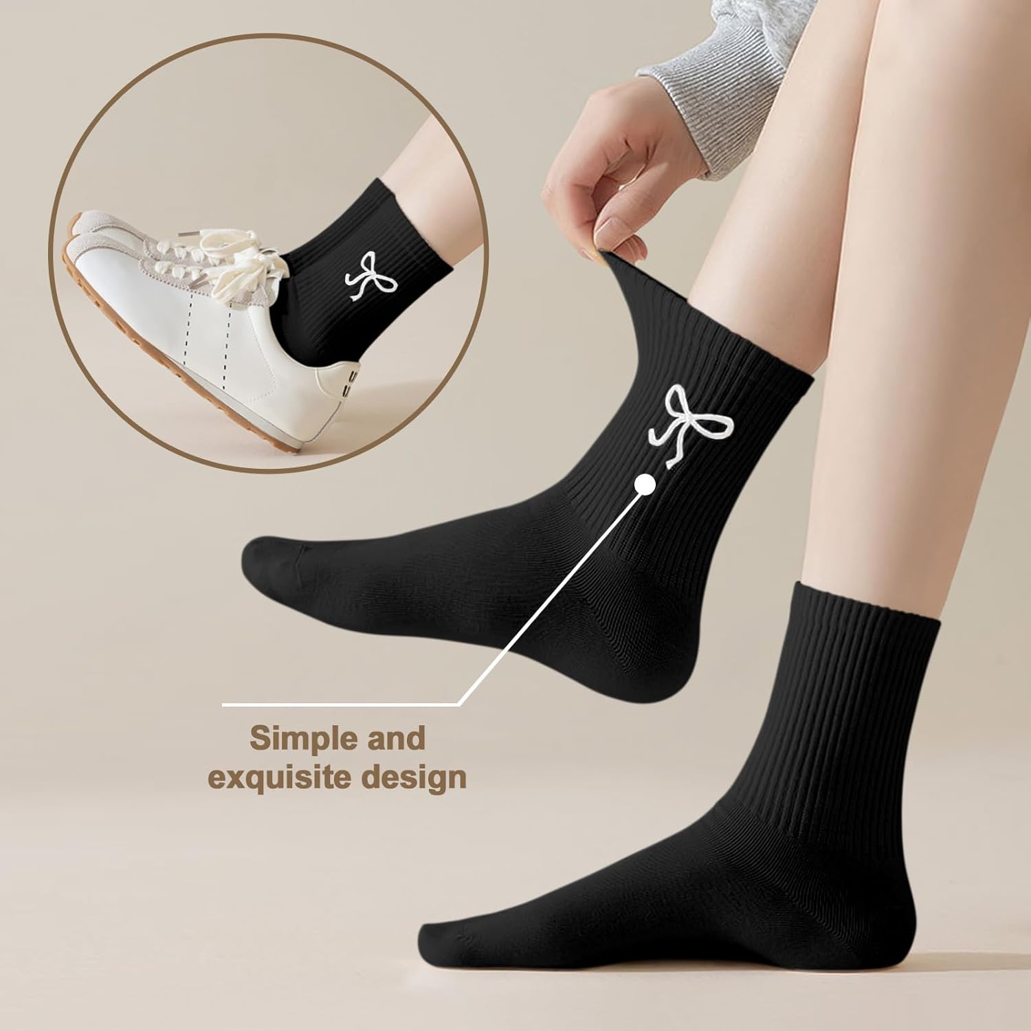 Women's Cute Bow Crew Socks, Cherry Strawberry Ruffled Calf Socks - Casual Cotton Novelty Fun Ankle Sock - Image 4