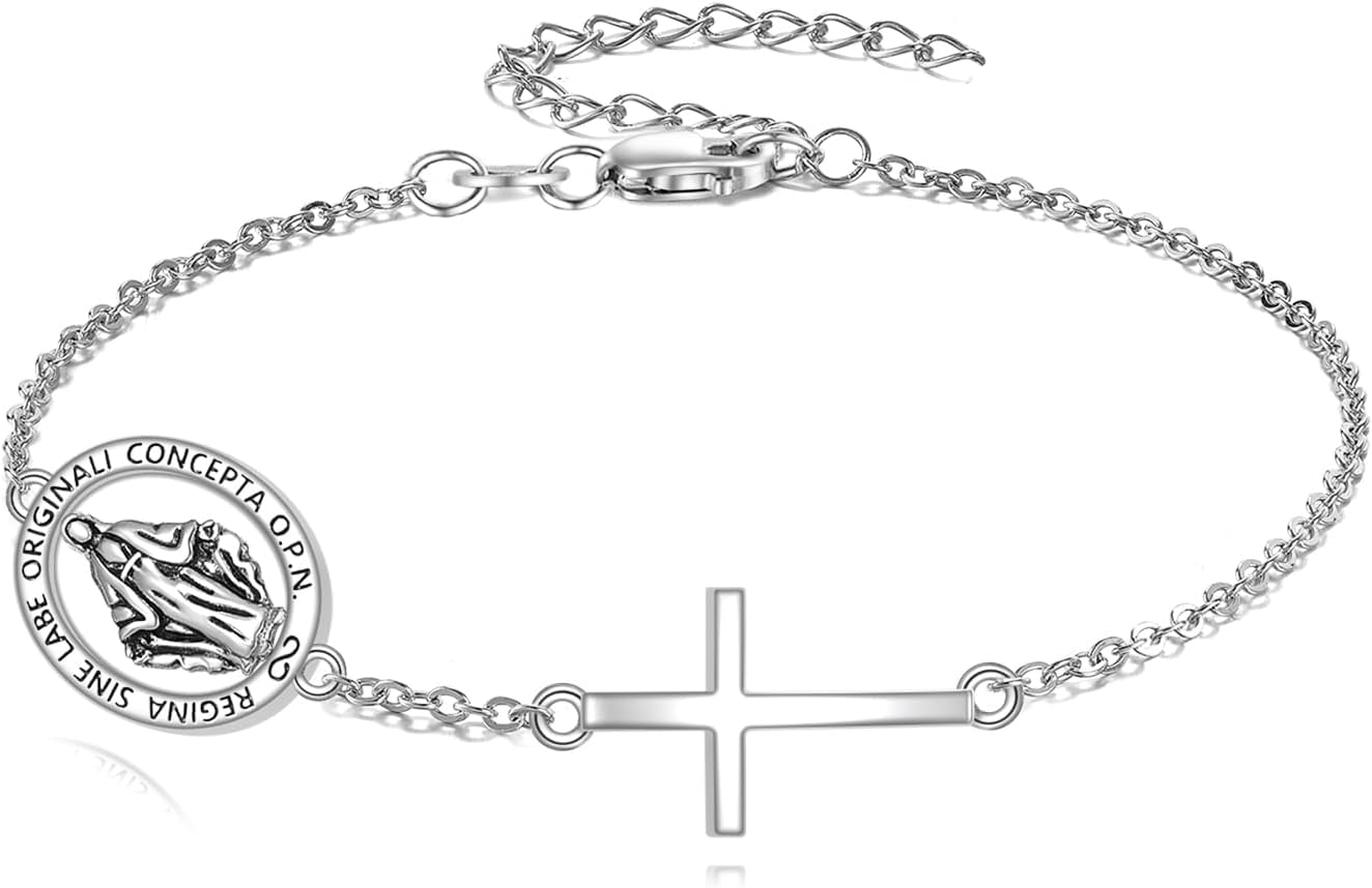 TIGER RIDER Cross Religious Bracelets for Women 925 Sterling Silver Rosary Cross Beaded Bracelet Beach Jewelry
