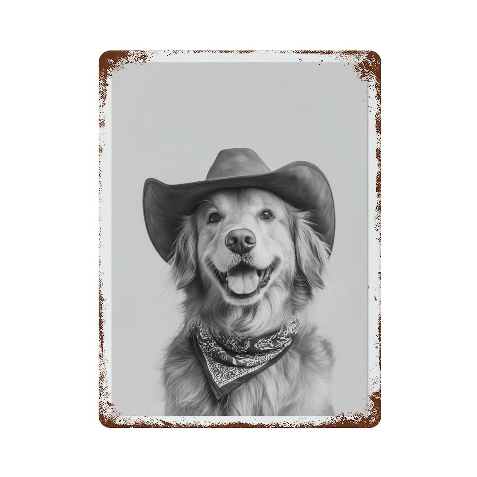 xiaoxiaoshen Golden Retriever Cowgirl Western Dog Decor Wall Decor Art Metal Tin Poster Modern Home Decor Art Home Bar Shop Decorations Vintage Sign 40x30cm