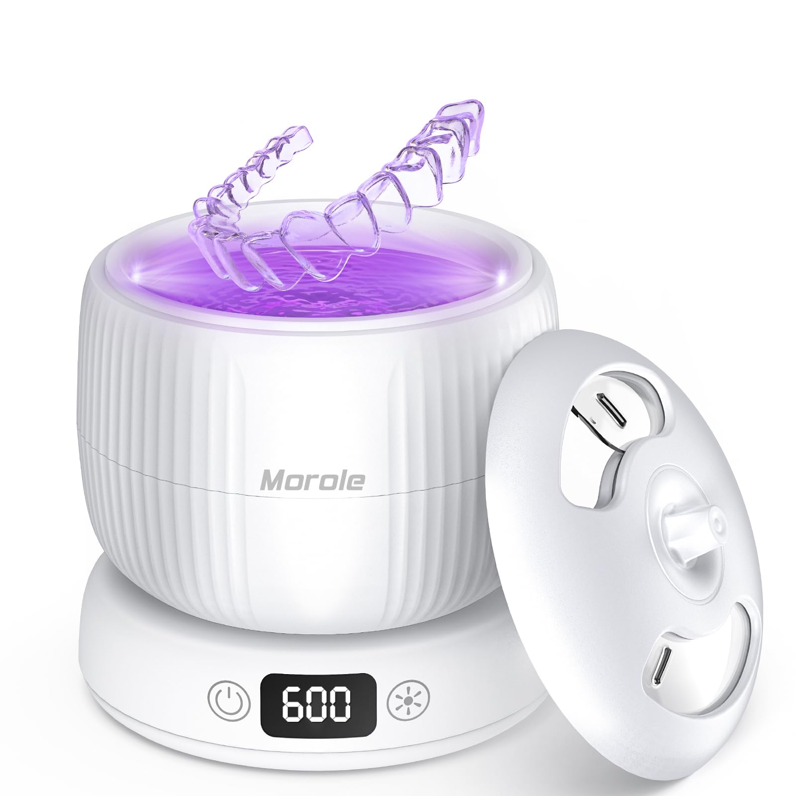 Photo 1 of 2025 Upgraded Ultrasonic Retainer Cleaner Machine,Separate Retainer Cleaner for Night Guards, Braces, Aligner, Toothbrush, Jewelry, 4 Modes Denture Cleaner & Removable Base and Top Cover(White)