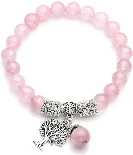 Miniatura 6 de Jovivi Paquete  2 artículos de adorno de bonsái de cristal de cuarzo rosa con forma de corazón de árbol del dinero con piedras preciosas curativas +