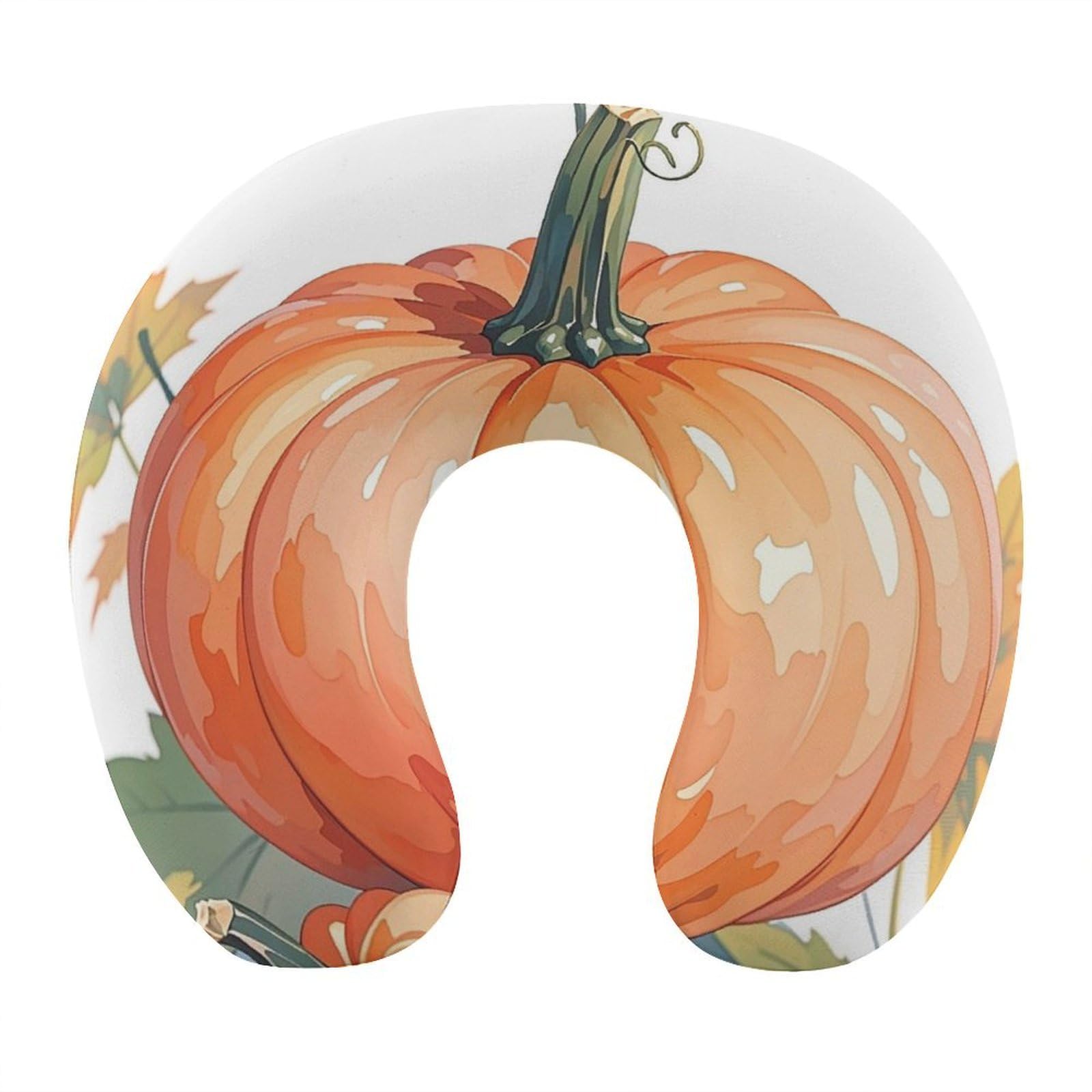 FekiLoot Fall Watercolor Pumpkins Travel Pillow U Shaped Neck Pillow Comfortable Memory Foam Pillow Portable Soft Headrest Lightweight Neck and Head Support for Planes Trains Self-Driving Cars