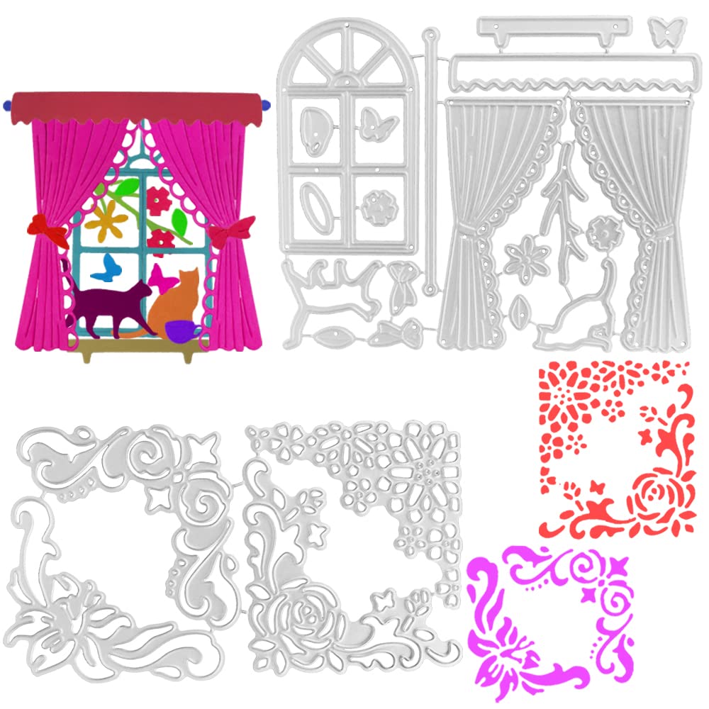 2 juegos de moldes de Corte para la fabricación de tarjetas, moldes de estampado metálico para cortinas de troquelado SENHAI Corner Lace para la decoración de San Valentín de cumpleaños