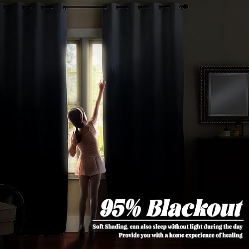 Miniatura 4 de Renaiss Cortinas opacas con diseño de montañas de bosque brumoso, paneles de cortina de ventana para dormitorio, cubierta de niebla, bosque de