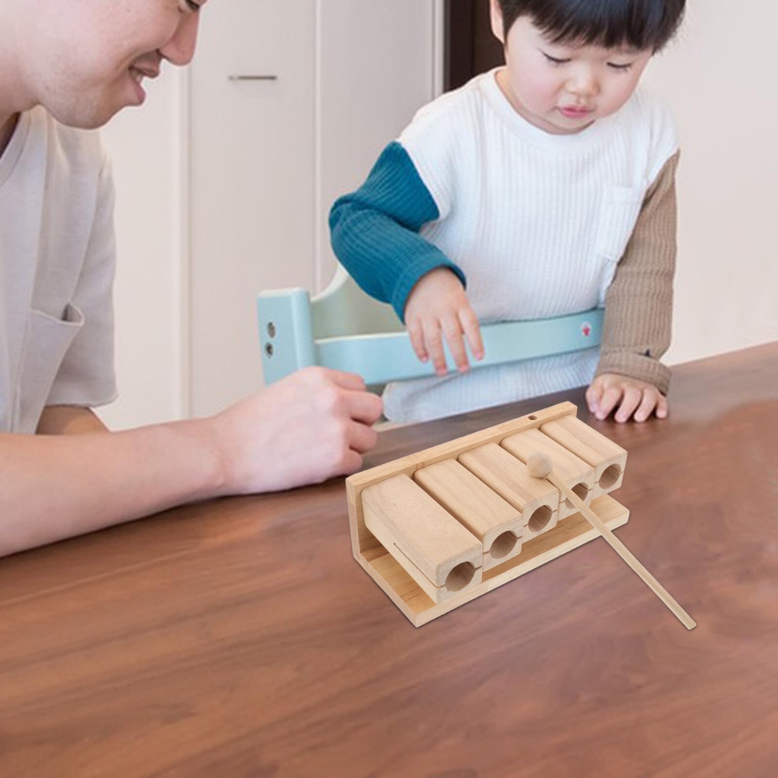 Abaodam Blocco di Legno Percussione Musicale in Legno Naturale, Strumento Orff Educativo per Ragazzo Ragazza, Blocco Ritmico con Suono a Cinque Toni, per Scuole e Attività Didattiche