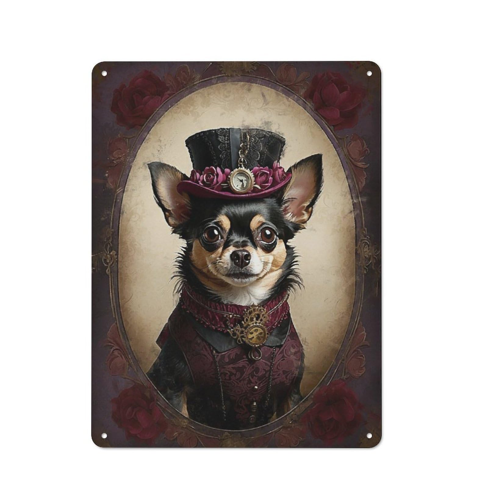 Junmoney Portrait Of Elegant Canine Retro Tin Sign 40X30cm For Garage Wall, For Fans Of Metal Signs And Themed Wall Decor