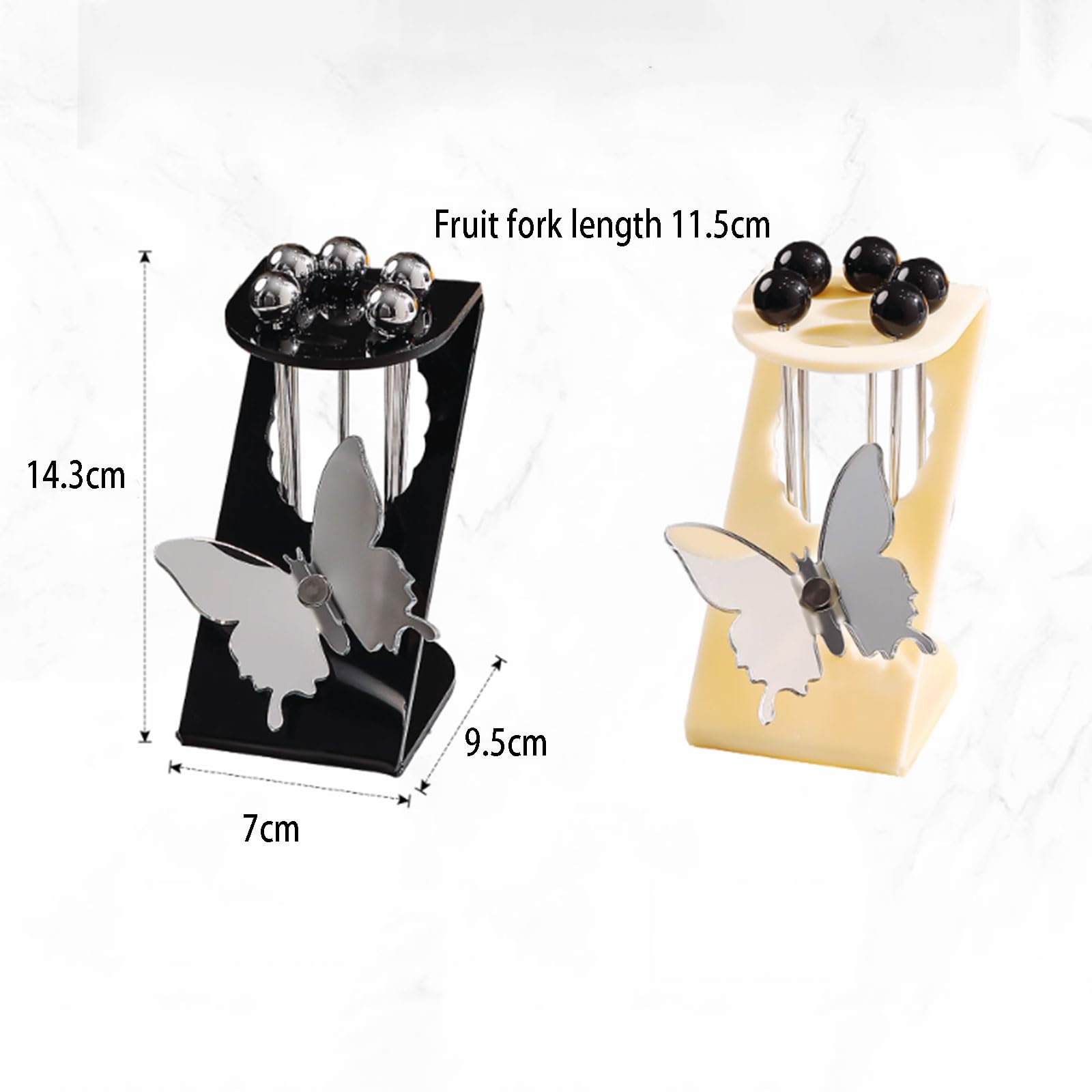 6 Pièces De Fourchettes De Fruits Dessert en Acier Inoxydable Réutilisables avec Support Unique Papillons Postuler À pour Gâteau Salade Cocktail Dessert Pique-Nique