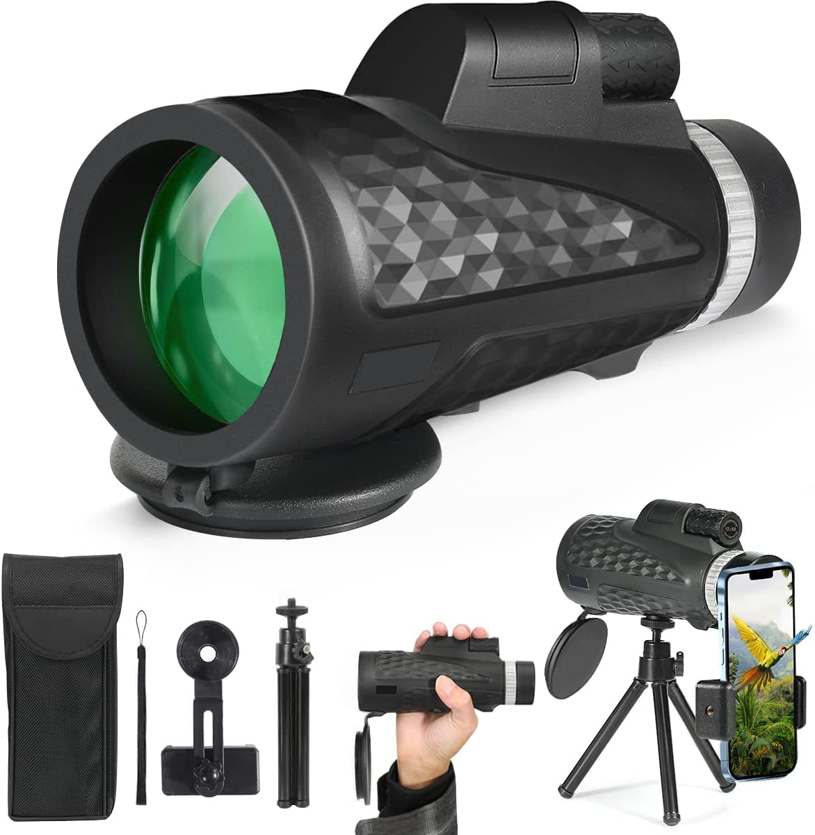 Dritrip Monocular -16x55 HD Monocular Telescope with Smartphone Adapter & Tripod, Telescope with BAK4 Prism for Adults, Childrens, Monocular Telescope for Hunting, Bird Watching, Campin (Dritrip888)