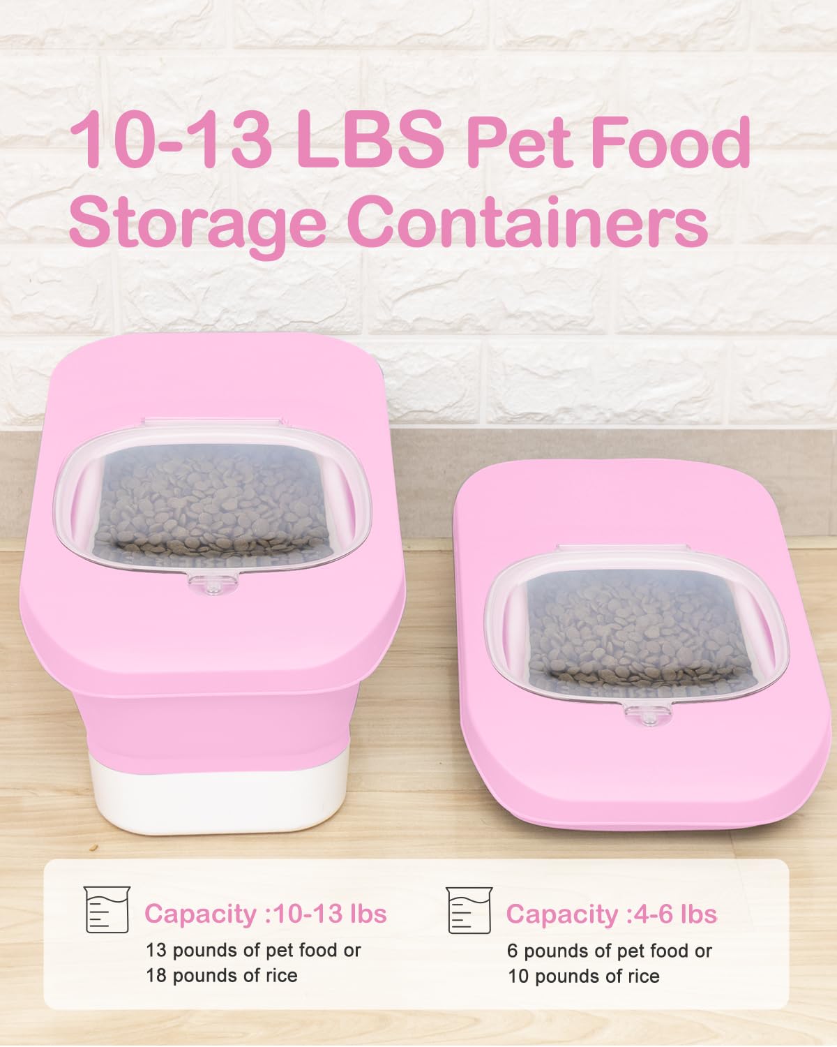 Contenedor de comida para perros de 10 a 13 libras, contenedores plegables para almacenamiento de alimentos para mascotas con tapa hermética, cuchara de comida para mascotas y cuenco de