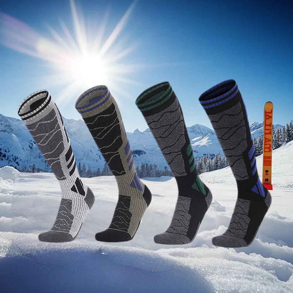 Merino Wool Socks for Men Cold Weather Knee-high Thermal Warm Ski Socks for Snowboarding, Snow, Hunting(Random styles)