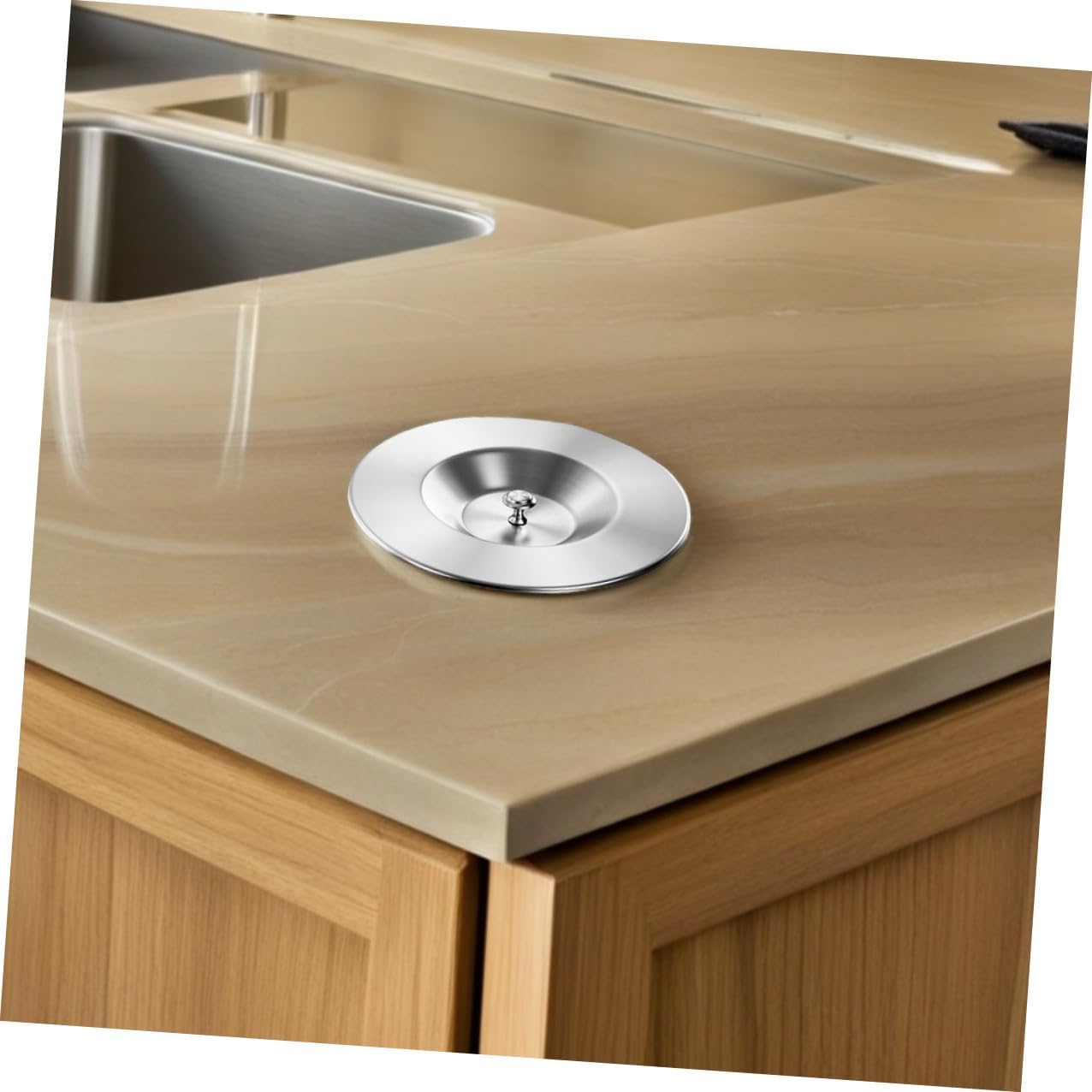 Stainless Steel Recessed Trash Can Lid round Handle Embedded Countertop Trash Grommet for Kitchen and Commercial Waste Bins 304 Stainless Steel Cover