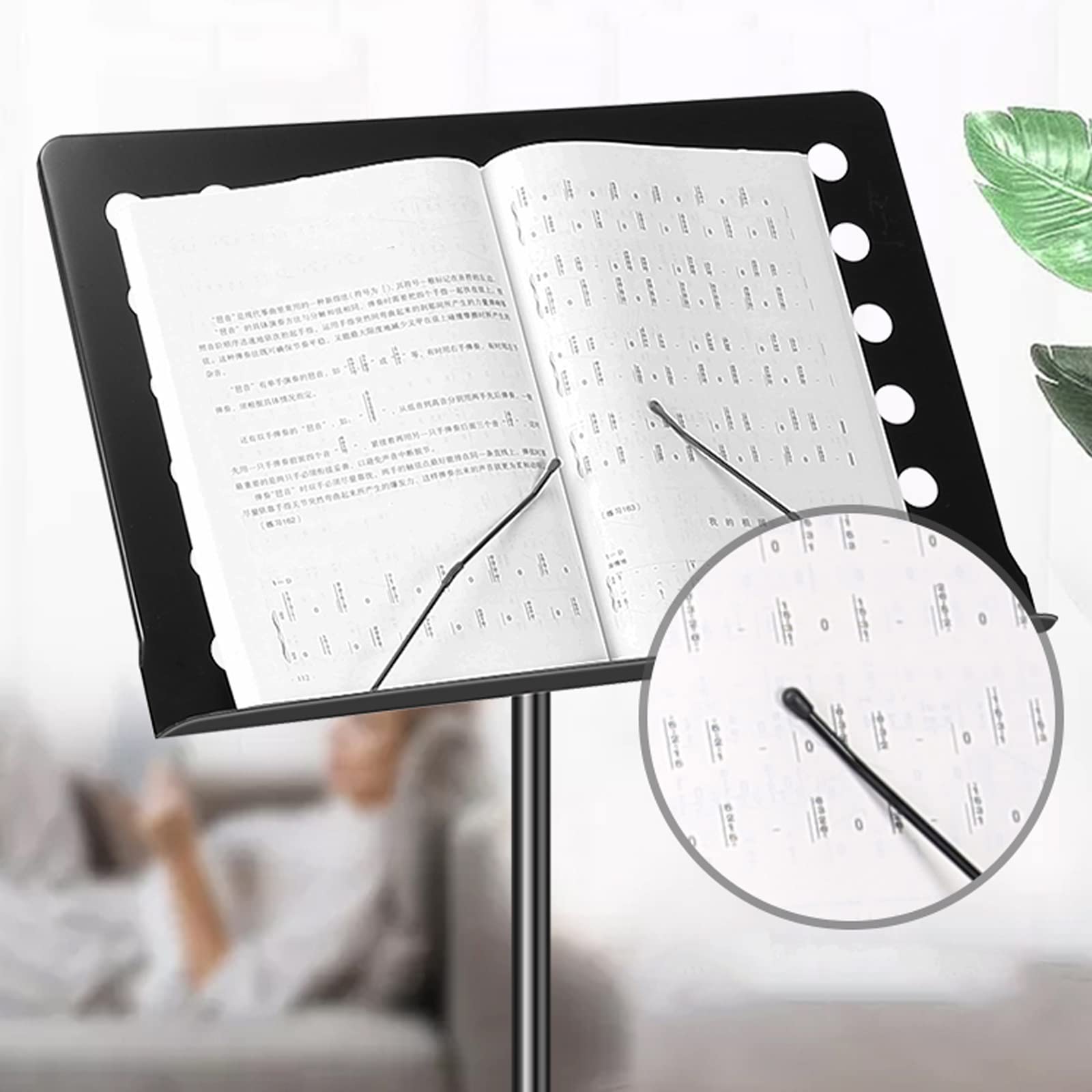 HJXGQJM Leggio for Spartiti in Metallo, Portatile Pieghevole Strumento Leggio Telaio di Lettura Supporto Piatto Musica Pieghevole, Leggio for Orchestra, Nero Leggio per spartiti