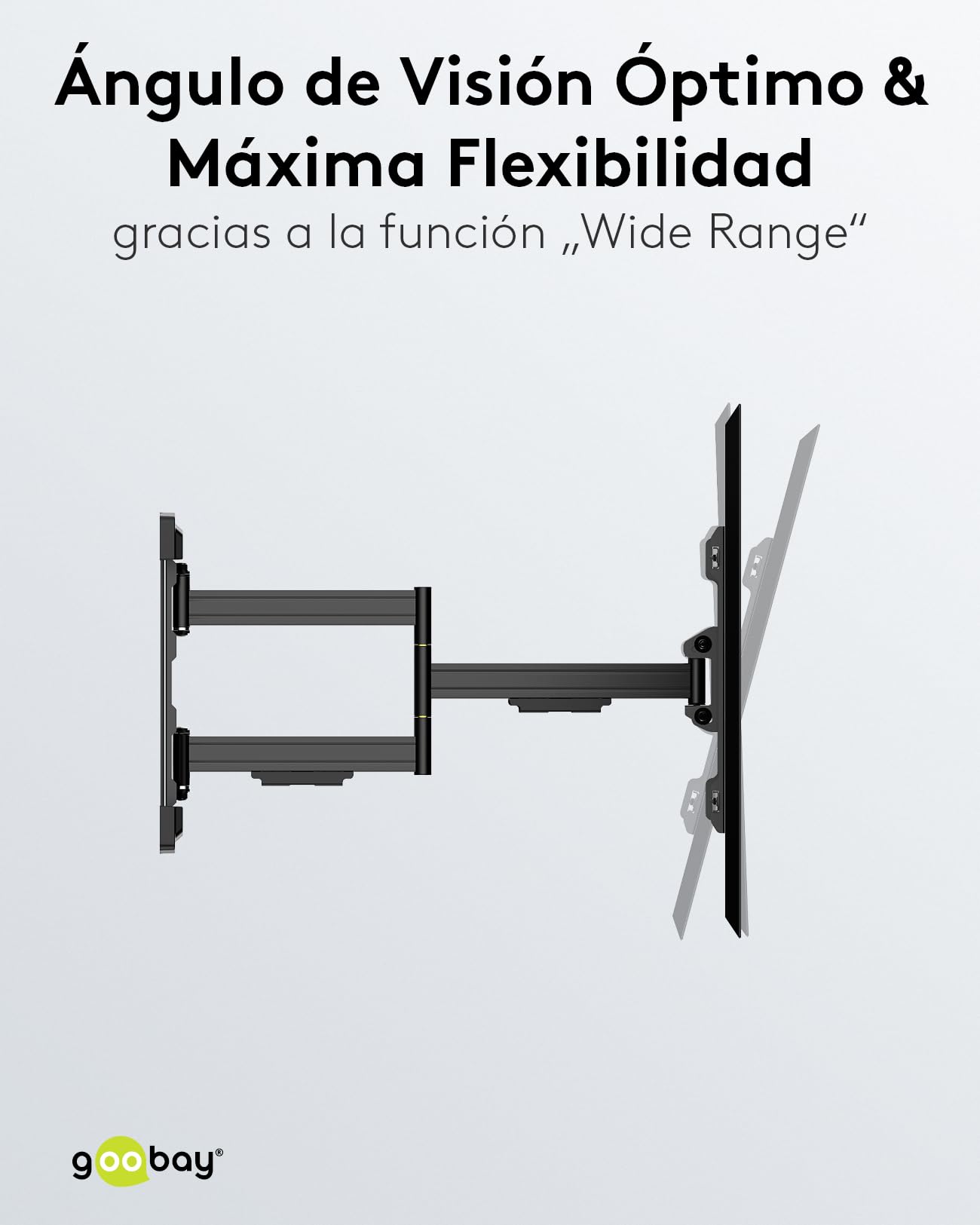 goobay 49935 Soporte de Pared para TV Pro FULLMOTION (L) Amplio Rango 37 a 70 Pulgadas (94-178 cm), Totalmente móvil, Giratorio/inclinable, 70 kg, estándar Vesa, Negro