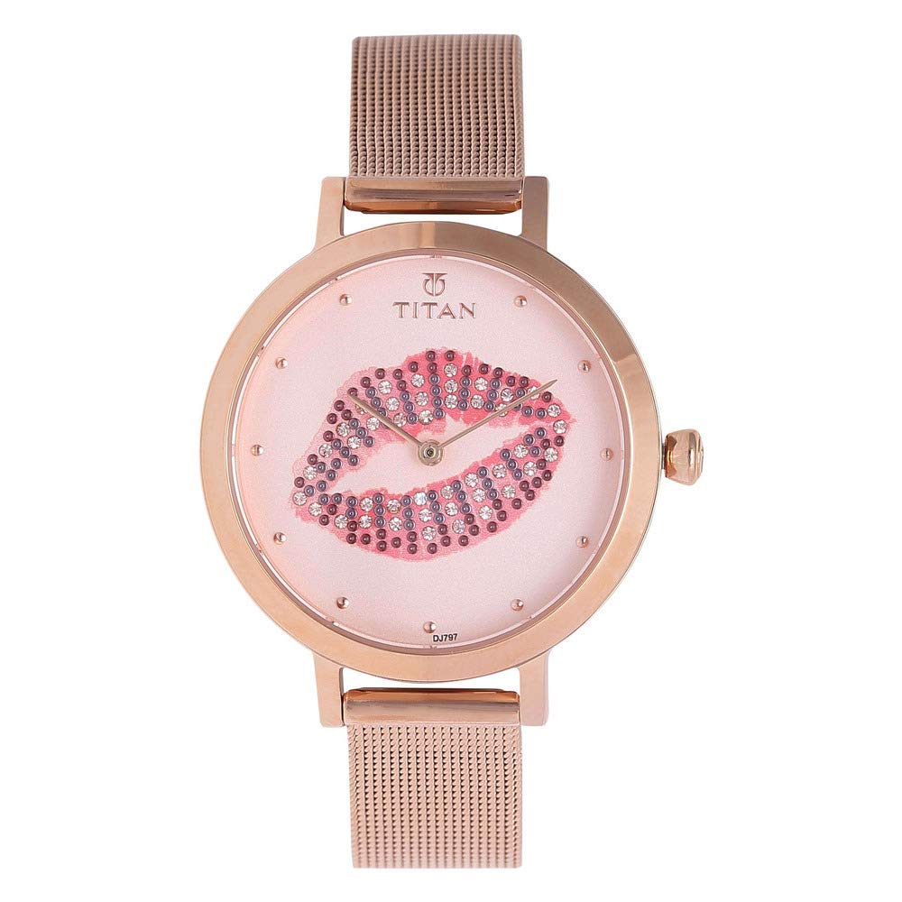 Titan Analog Pink Dial Womens Stainless Steel Rose Gold Band Watch-95104Wm02 (B07Y66J7Y4) Amazon Price History, Amazon Price Tracker