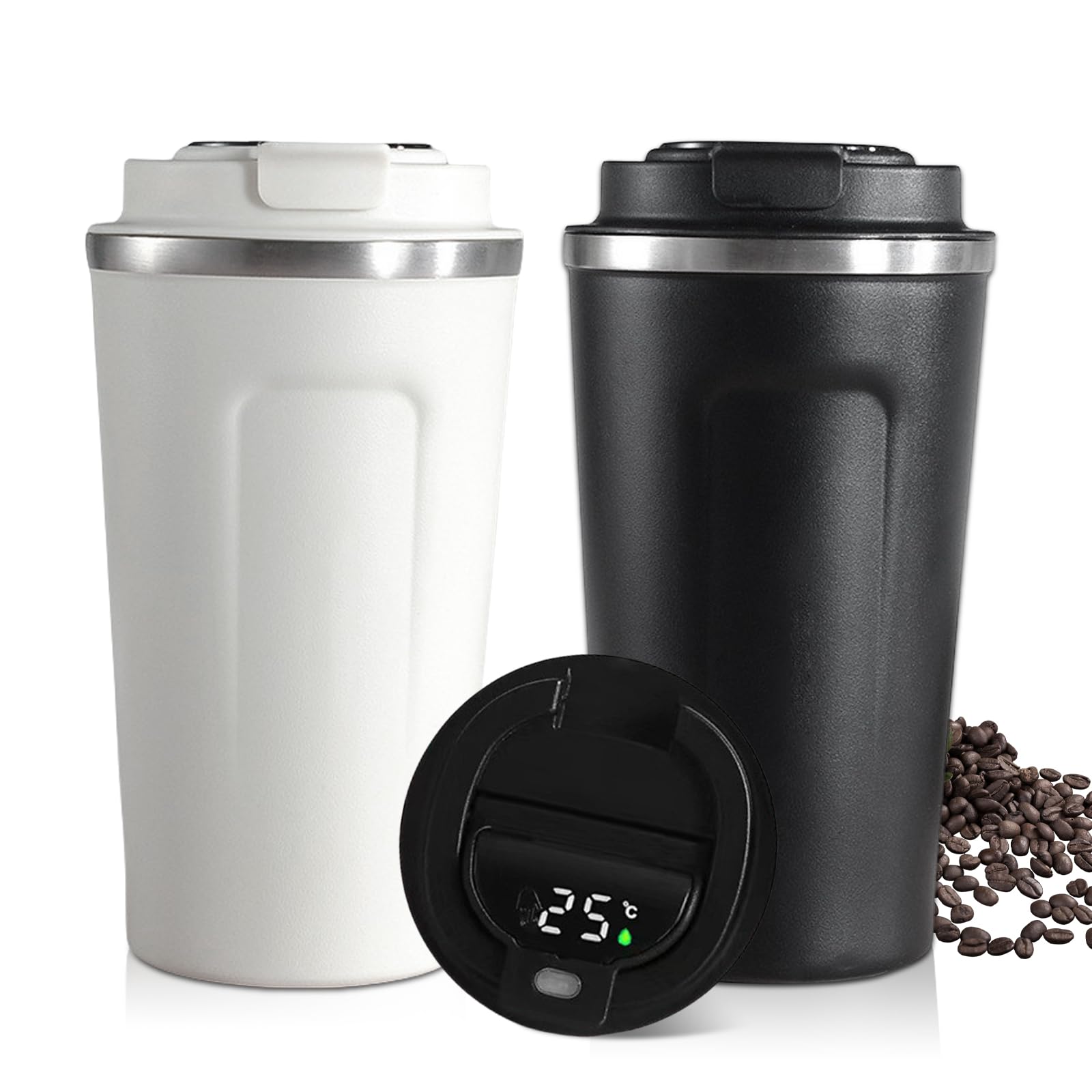 Roestvrijstalen koffiemok, lekvrij, koffiemok, vacuüm lekvrij, reisbeker met deksel Roestvrijstalen koffiemok, lekvrij, koffiemok, vacuüm lekvrij, reisbeker met deksel