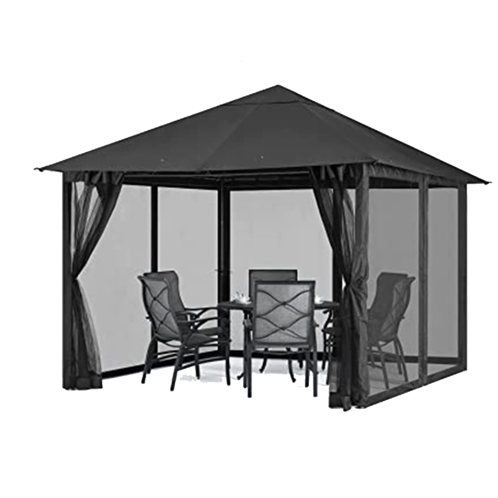 Zanzariera da esterno per gazebo universale a 4 pannelli con er adatta a 300 x 300 x 220 cm baldacchino nero giardino patio ct Protect
