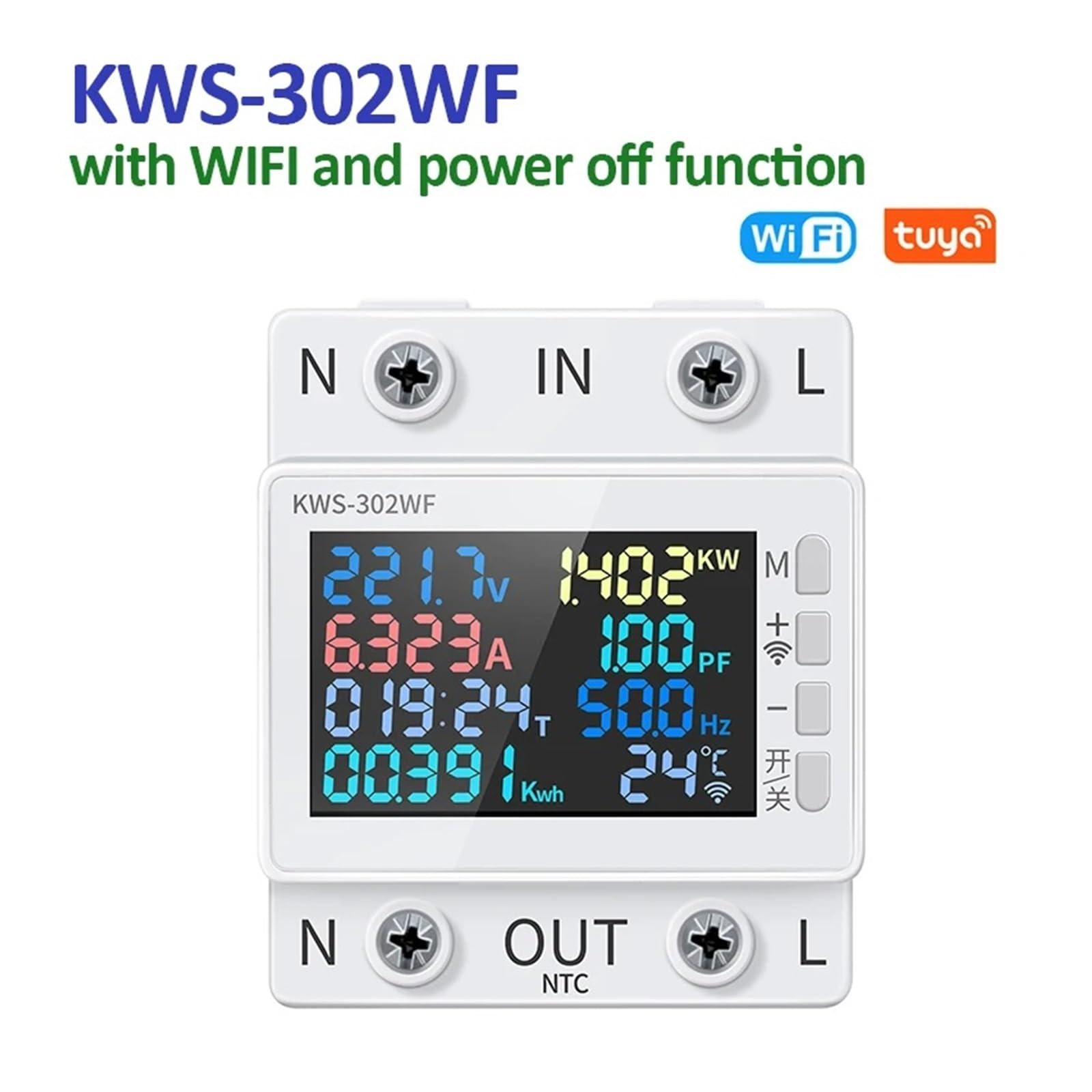 Tuya WiFi 8 In1 Misuratore Di Potenza 2P Contatore Di Energia AC Controllo APP 170-270 V/63A Misuratore Di Tensione E Corrente Misuratore Di Elettricità Vita Intelligente