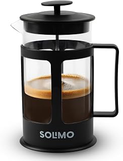 Amazon Brand - Solimo French Press Coffee and Tea Maker | 600ml | Borosilicate Glass with Measurement Markings | 4-Level F... Price In India