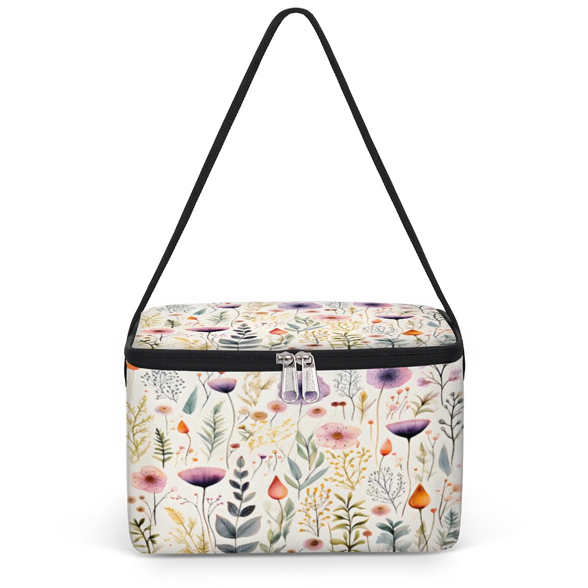 GzLeyigou Flowers Lunch Bags for Women Men 9 Cans, Hot & Cold Food Delivery Bag Insulated Grocery Bag Insulated Lunch Box Floral Herbs Cooler Bag for Office Work Picnic Beach