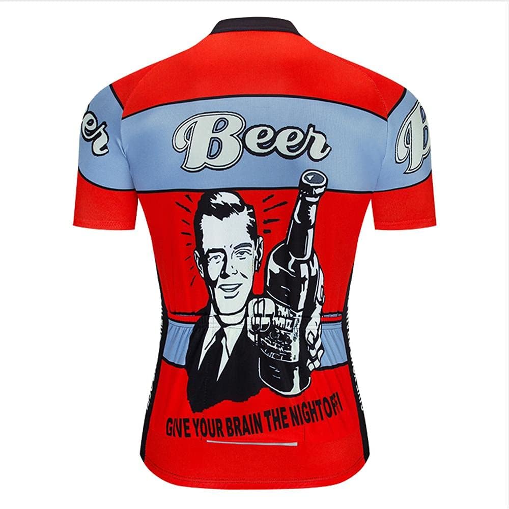 MOXILYN Men Cycling Shirts Mountain Bike Shirts Short Sleeve 3D Beer Cycling Jersey - Funny Bicycle T-Shirt