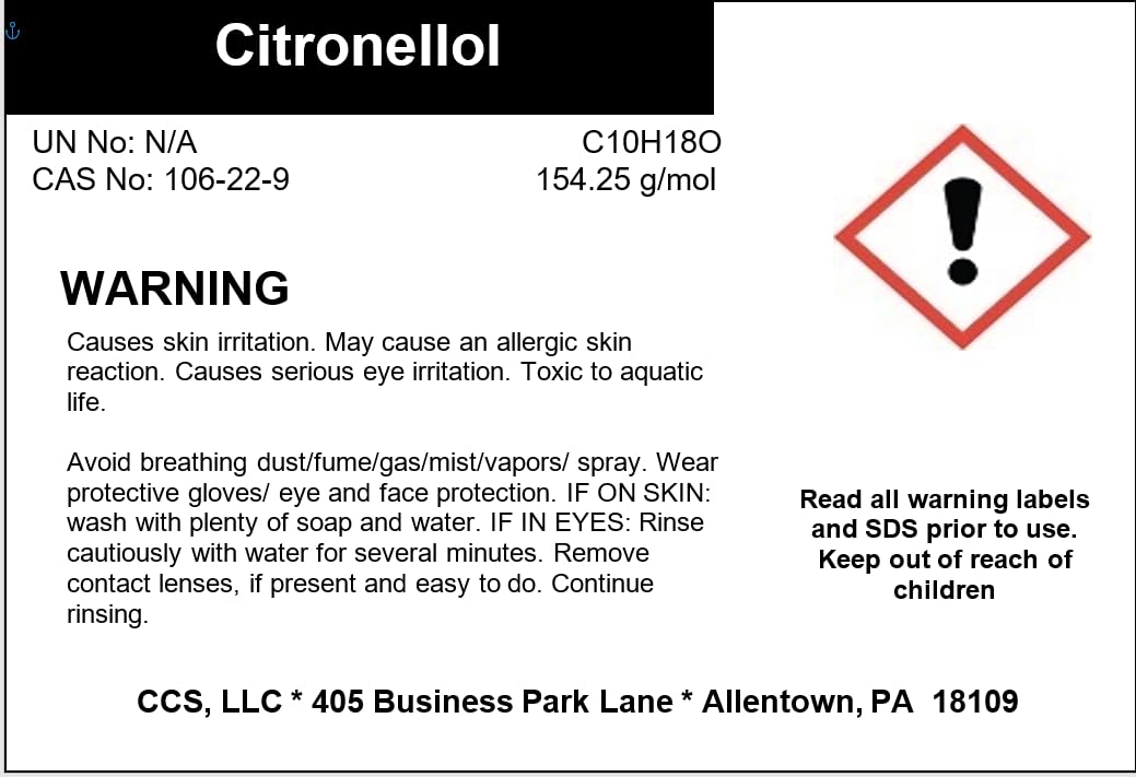 Citronellol 99% Pure - Premium-Quality Industrial and Laboratory Grade (100mL (3.3 Fl Oz))