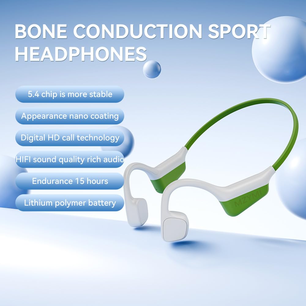 Cuffie wireless i18PRO a conduzione ossea senza fili, auricolari aperti, indolore, impermeabili, Bluetooth5.4, cuffie HiFi per sport, corsa, palestra, escursionismo, ciclismo (verde)