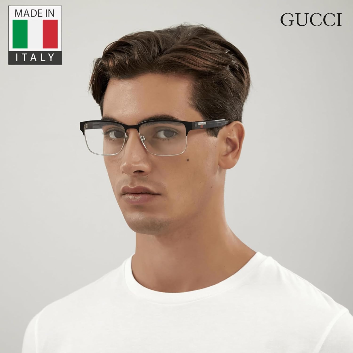 Gucci GG0750O Designer Fashion Eyeglasses Stylish Metal Rectangular l Frame Eyewear with Luxury eSHADES Kit - Embrace Sophistication and Elegance