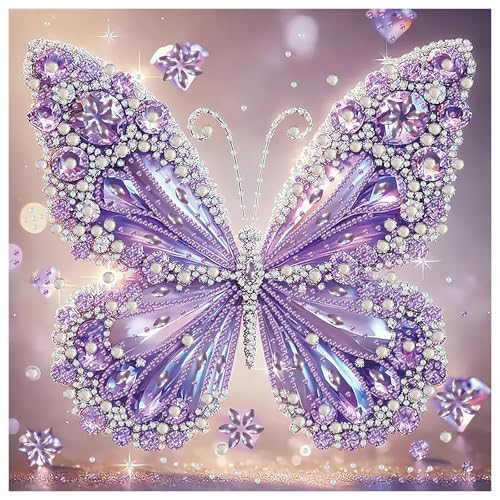Aestalrcus Butterfly Diamond Art Kits for Adults Butterfly Special Shape Diamond Painting Kits for Adults DIY Gem Art Crystal Rhinestones for Gift Home Wall Decor 12x12 Inch