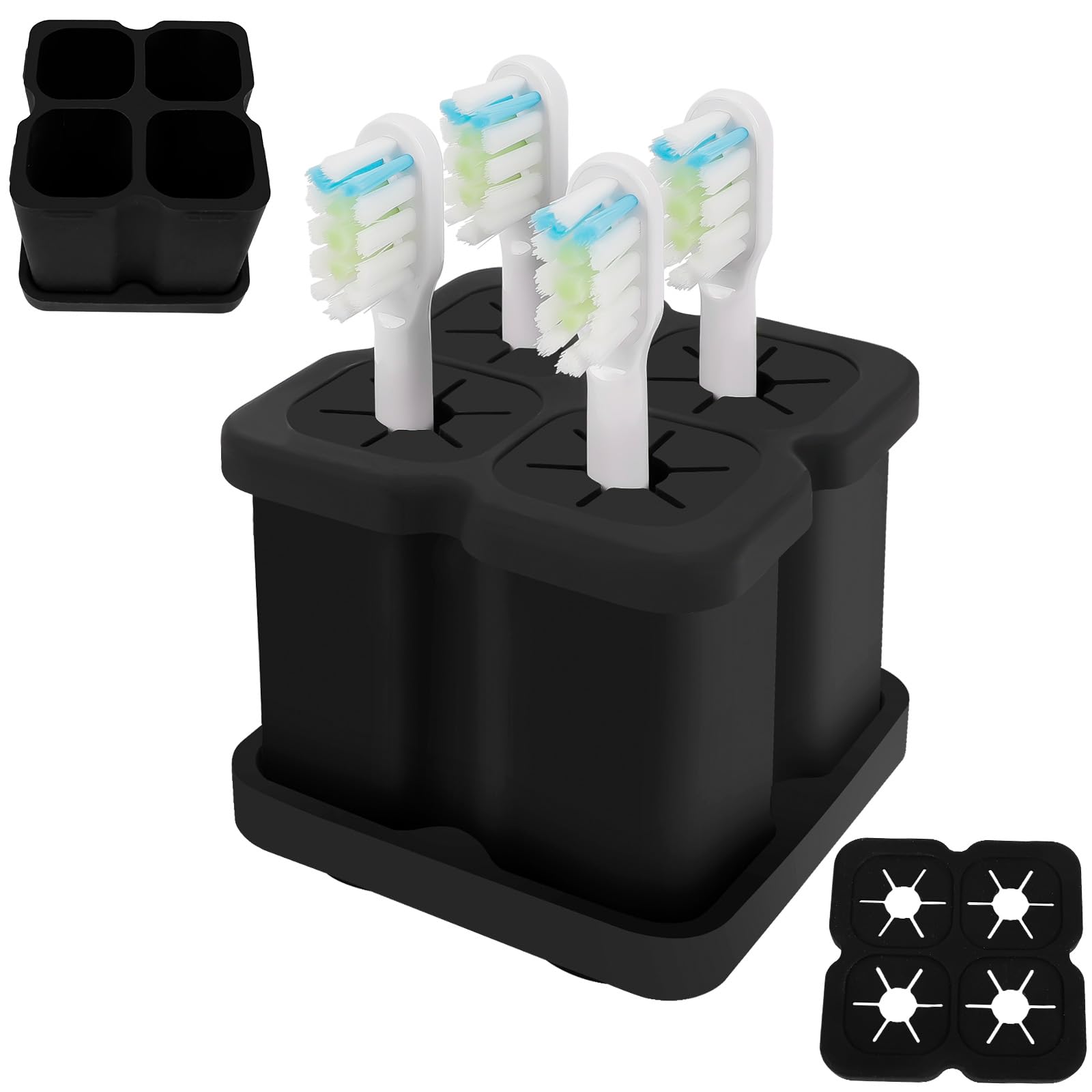 Portaspazzolino Elettrico Senza Forare - Doppio Set Ad Adesivo Per Parete, Bianco - Foto 8