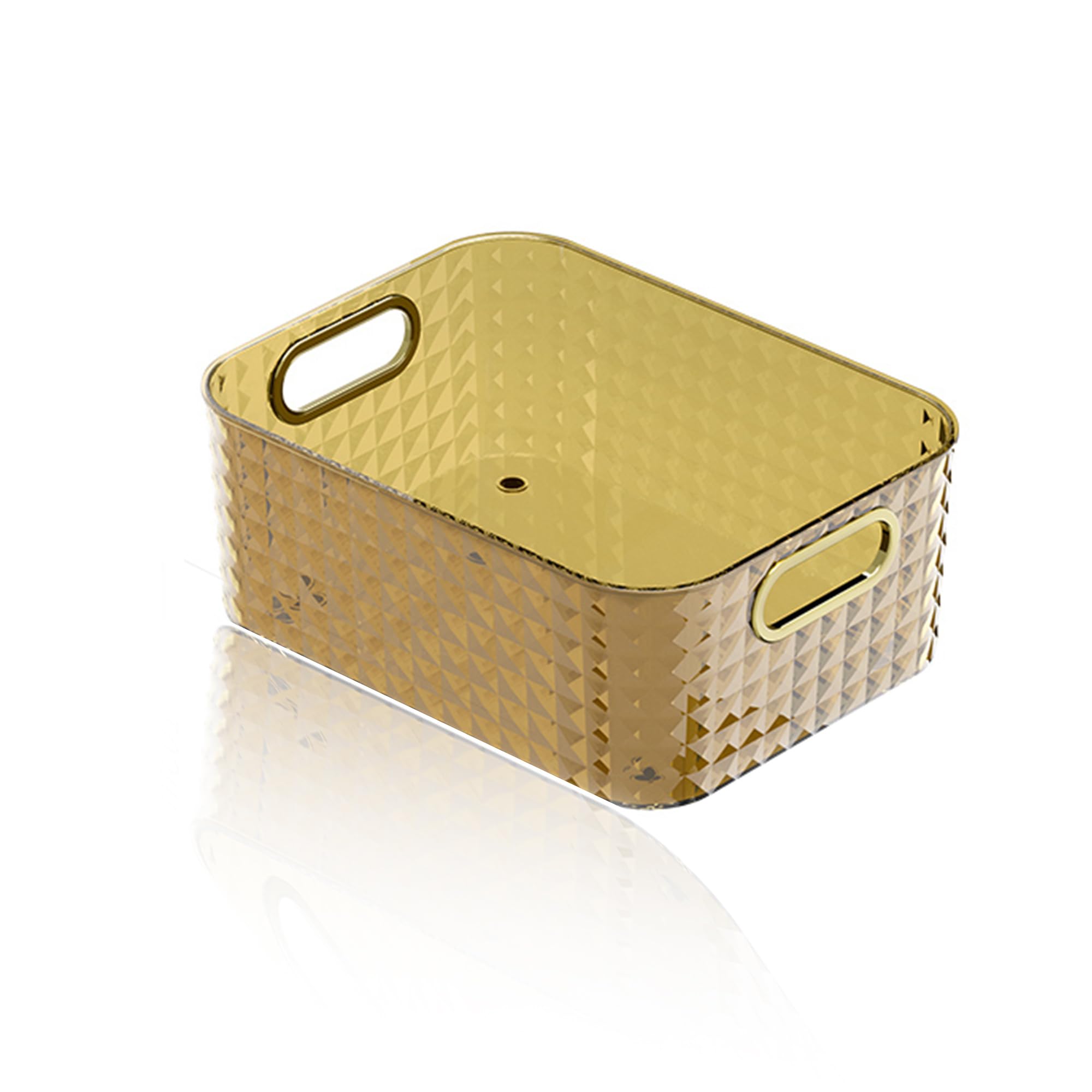 Kuber Industries Decorative Storage Container | Organizer For Kitchen Pantry bathroom Accessories | Vanity Basket for Restaurant-Desktop Cosmetic-Storage box | YM.6551A | COLOR: Amber