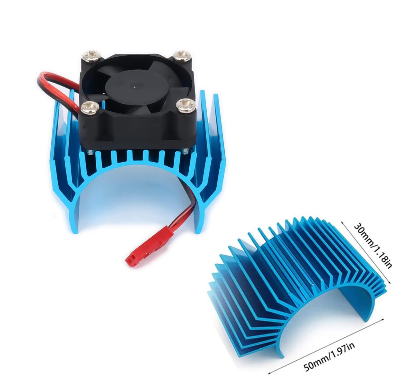 RC Motor Heatsink 540, Aluminum Motor Heat Sink with 6V Cooling Fan Fit 540 550 3650 Size Brushless Motor for 1/8 1/10 RC Car Truck Buggy Crawler(Blue)