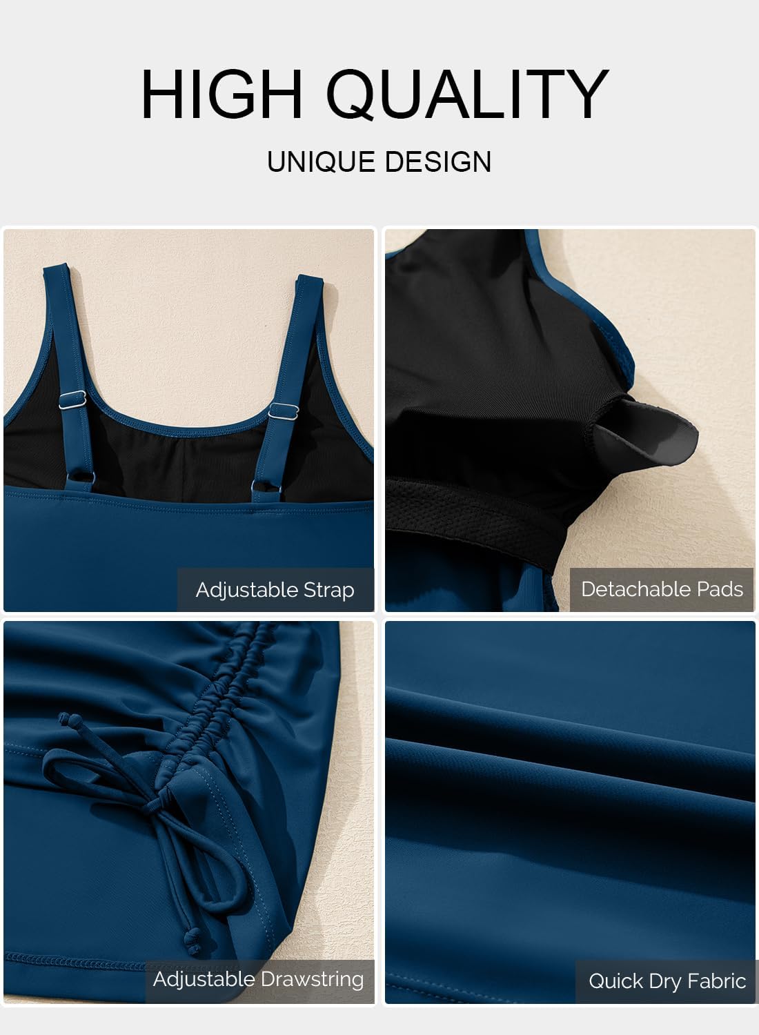 Aleumdr Womens Tankini Top Only Ruched Tummy Control Bathing Suit Top Modest Swim Tank Top No Bottom