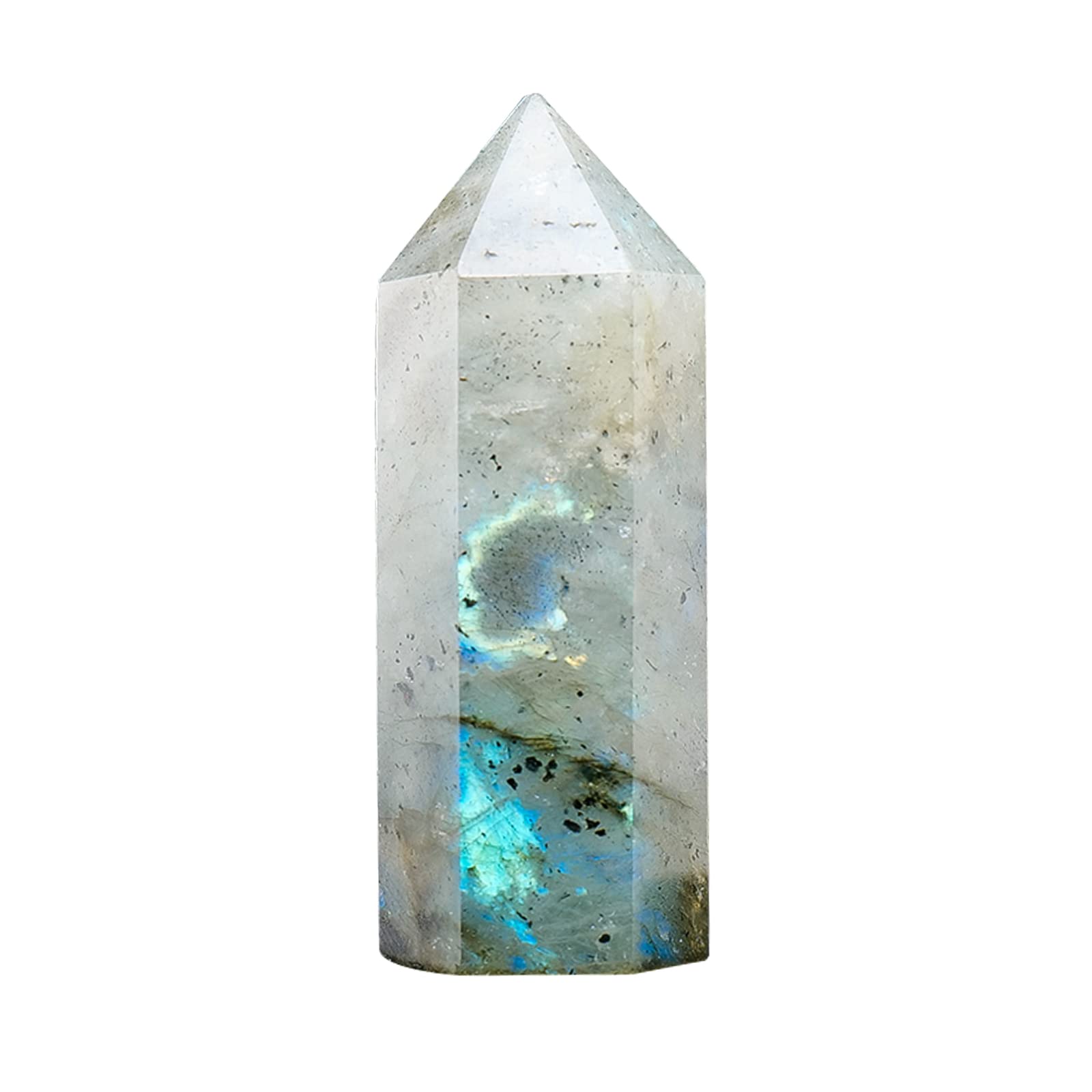 ApengshiApengshi Labradorite Natural Healing Crystal Tower 1.57-1.96in(4-5cm) Faceted Single Point Chakra Crystal Stone Meditation Home Decor Collection Gift