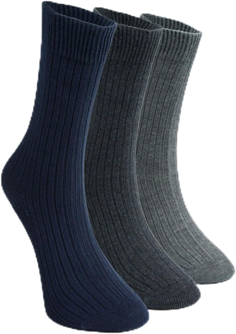 Bulusorganic 3 Pairs 98% Organic Cotton Crew Socks, Soft Breathable Non-Tight Seamless Casual Socks for Men & Women