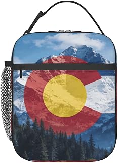 Insulated Lunch Bag Colorado Mountain Flag, Detachable Handle Reusable Lunch Tote for Work Travel