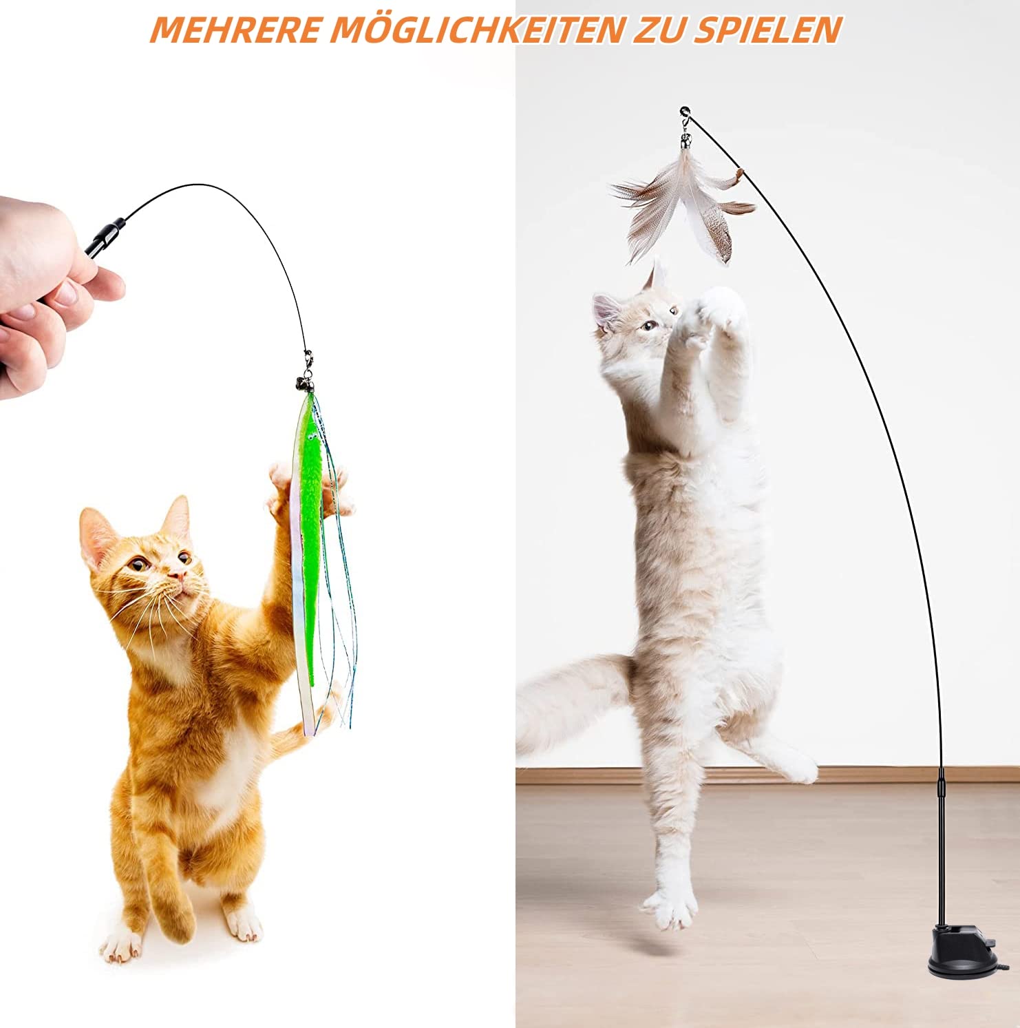 10 Pezzi Giochi Per Gatti Interattivi - Con Piume, Campana E Ventosa - Foto 3