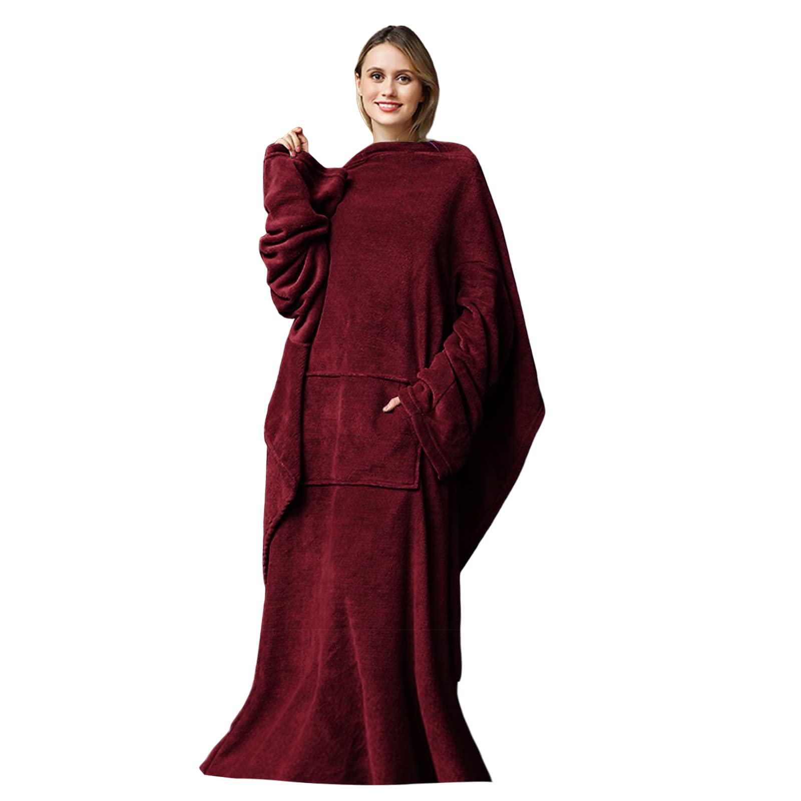 LumiSyne Wearable Blanket With Sleeves For Women Men Cosy Fleece Blanket Soft Warm Flannel Winter TV Blanket With Oversized Sleeves Front Pocket For Storage Snuggle Blanket For Sofa Bed 150×180cm