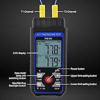 Vista 4 de Termómetro de termopar digital tipo K/J con termopar tipo 4 K, termómetro HVAC con alarma y compensación de adj, medidor de temperatura -328°F ~