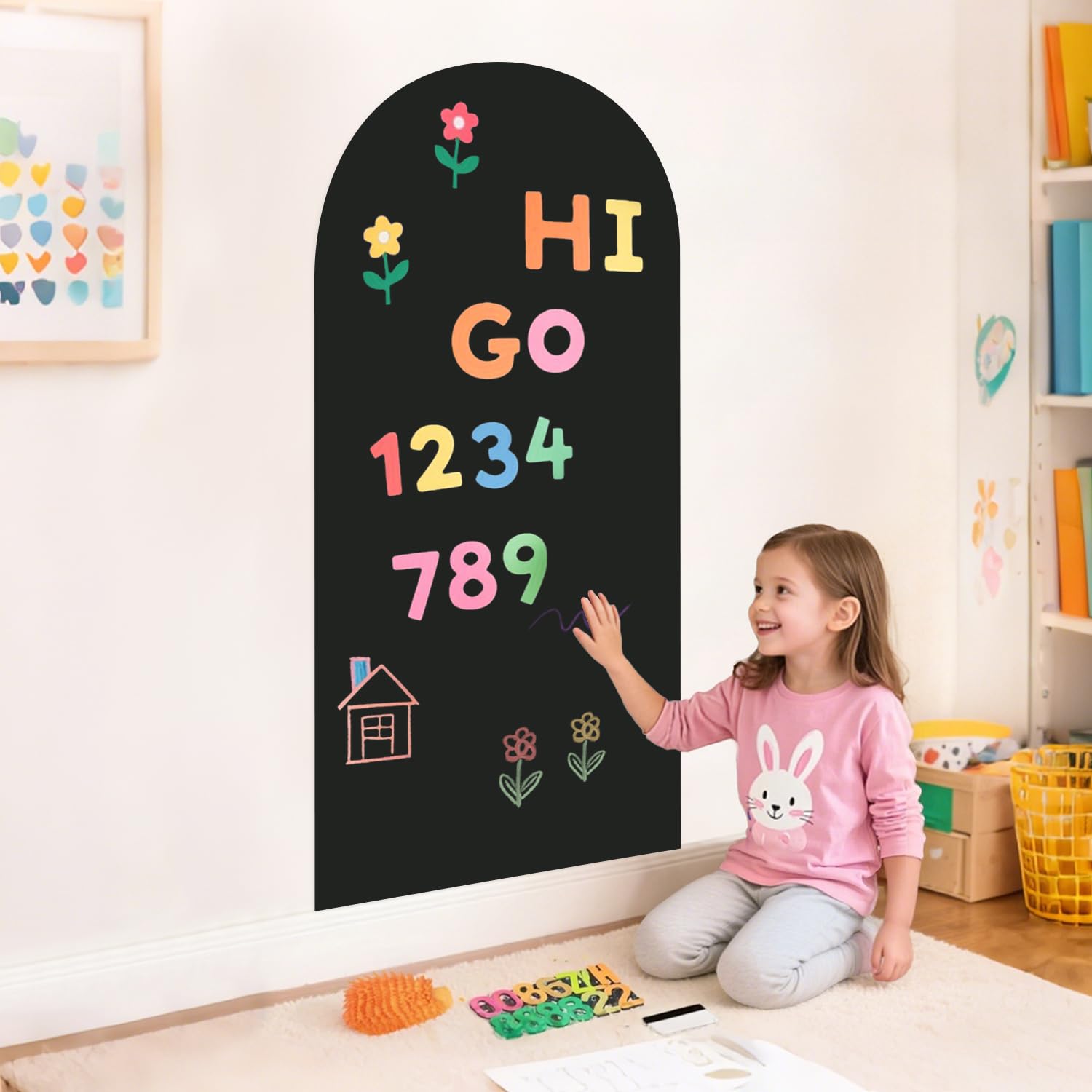 OMKSIH Magnetic Wall Decal 100x45 cm Black Magnetic Wall Decal Arch Chalkboard Accessories