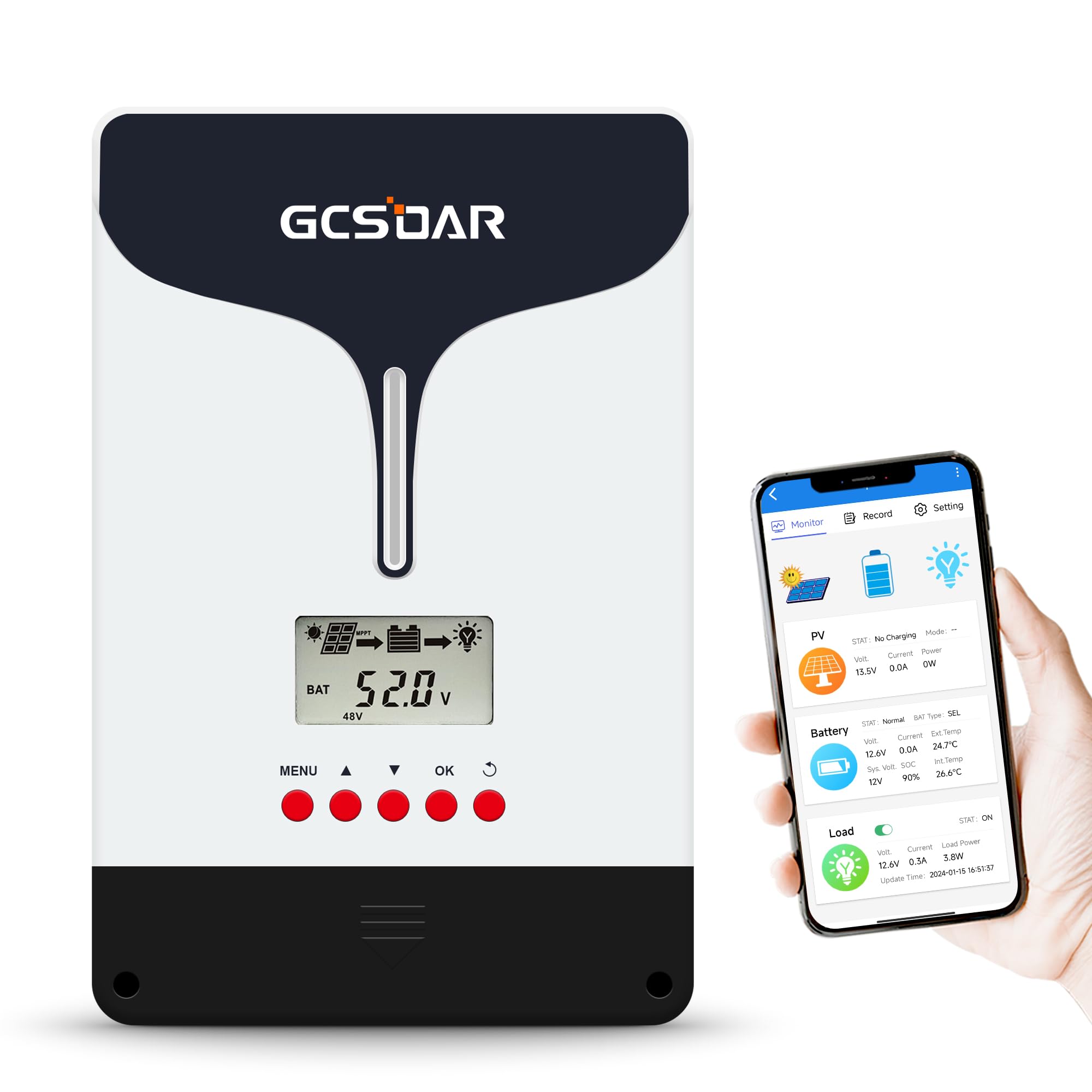 Regulador de carga MPPT de 100 A, 12 V, 24 V, 48 V automático, máx. PV 250 V, regulador de carga solar, pantalla LCD, con adaptador para control remoto a través de la aplicación, compatible con