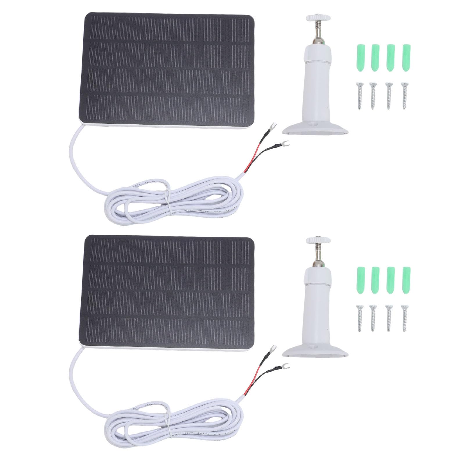 2pcs Cargador Solar para el Timbre con batería Ring, Panel Solar de 10 W con Soporte de Pared Giratorio d360°, Cable de 3 Metros, IP65 para el Timbre con vídeo Ring 2/3/3+/4